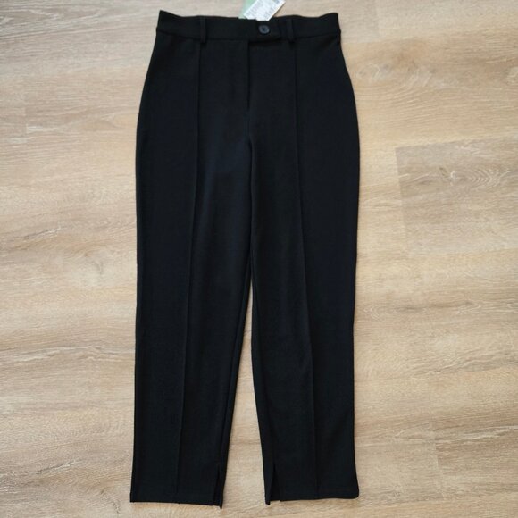 H&M Black Creased Tapered Suit Pants Small Crêpe Jersey High Waist New With Tags - Picture 5 of 16